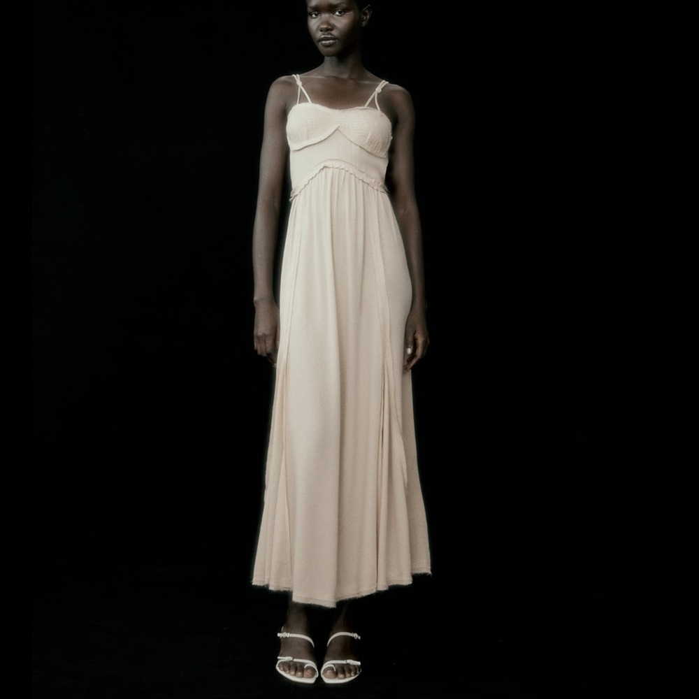 Zara rustic frayed flowy dress, RENEWCELL x ZARA collab - Picture 6 of 11